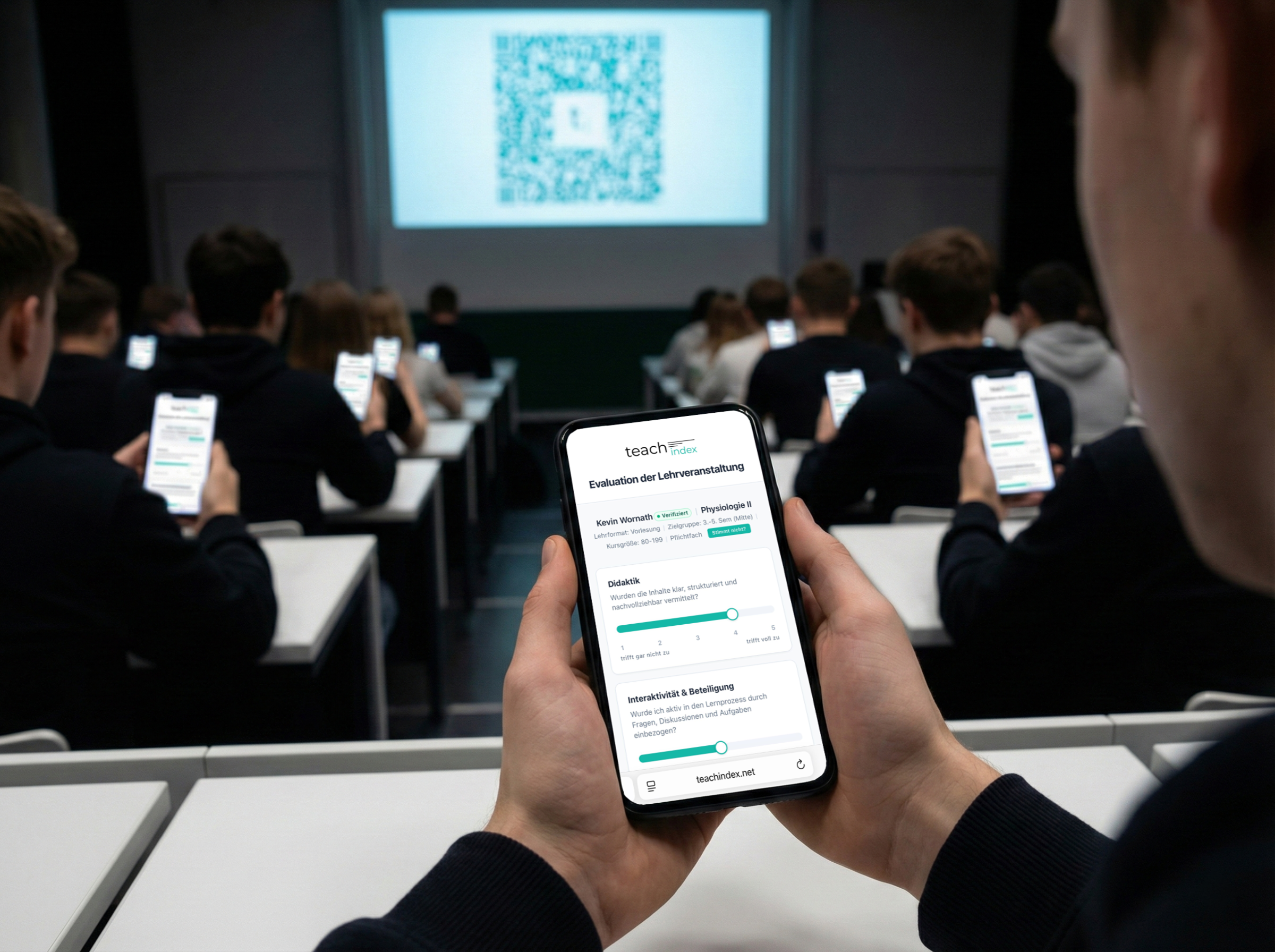 Studierende nutzen TeachIndex im Hörsaal